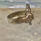 Lady face ring art deco Italy pinky turquoise size 3 silver signed 800 women