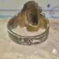 Lady face ring art deco Italy pinky turquoise size 3 silver signed 800 women