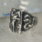Cowboy ring Bronco Horse cactus snake band southwest size 10.50 sterling silver men