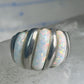 Vintage Fluted Dome Ring Opal Lab? band Ott size 7.5 sterling silver women girls