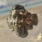 Lady face ring art deco Italy pinky turquoise size 3 silver signed 800 women