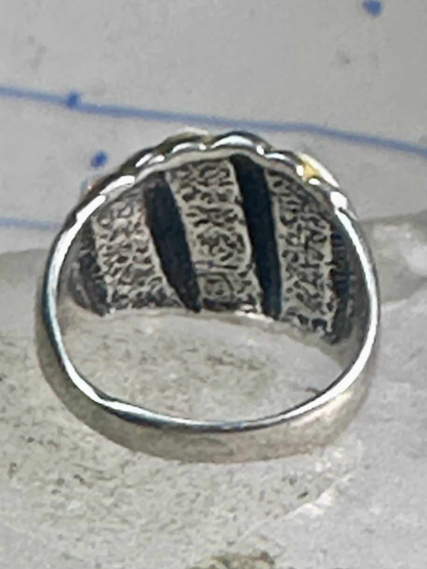 Vintage Fluted Dome Ring Opal Lab? band Ott size 7.5 sterling silver women girls
