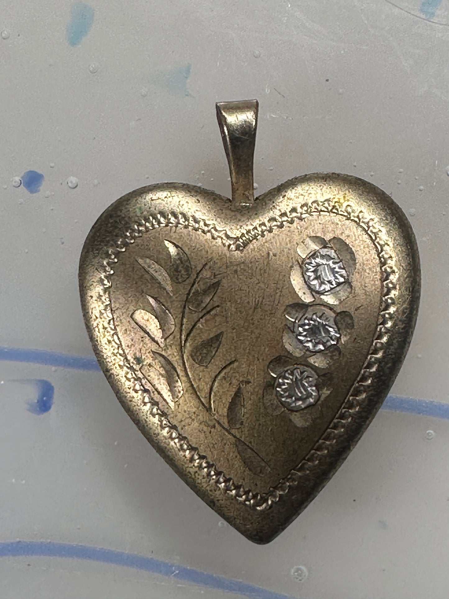 Vintage Floral Photo Heart Love Valentine Locket flower Pendant 1/20 14KGF