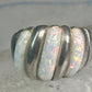 Vintage Fluted Dome Ring Opal Lab? band Ott size 7.5 sterling silver women girls