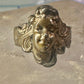 Lady face ring art deco Italy pinky turquoise size 3 silver signed 800 women
