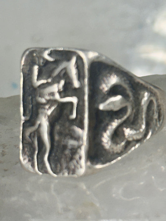 Cowboy ring Bronco Horse cactus snake band southwest size 10.50 sterling silver men