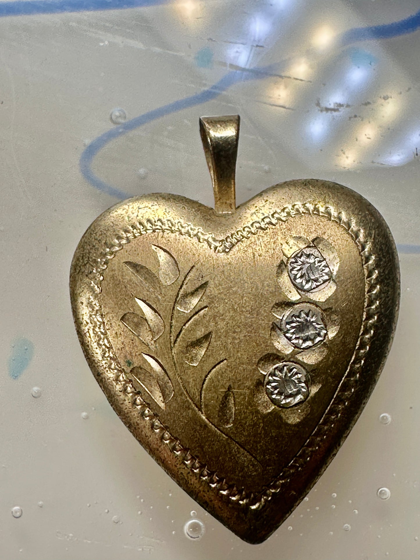 Vintage Floral Photo Heart Love Valentine Locket flower Pendant 1/20 14KGF