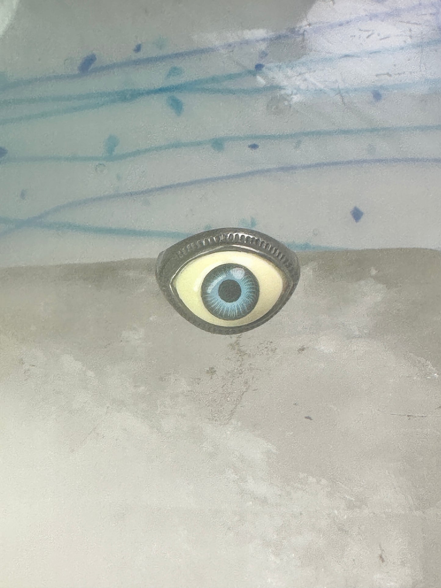 Vintage Eye Ball ring eyeball band size 6.25 sterling silver women