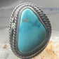 Vintage Sterling Silver Heavy Navajo Turquoise Poison Locket Box Ring Size 6 925
