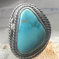 Vintage Sterling Silver Heavy Navajo Turquoise Poison Locket Box Ring Size 6 925