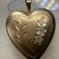 Vintage Floral Photo Heart Love Valentine Locket flower Pendant 1/20 14KGF