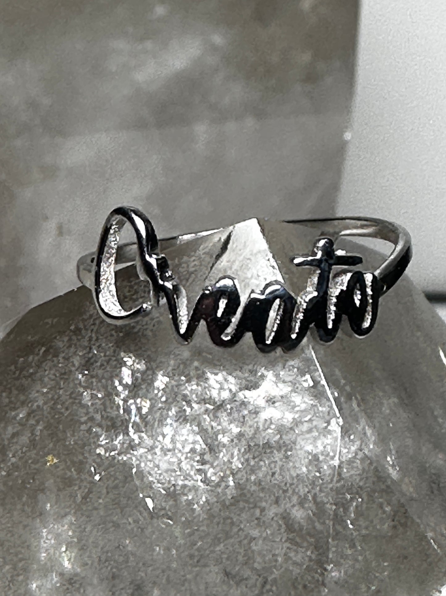 Create Ring size 7.50 Word Band sterling silver women girls