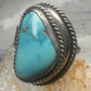 Vintage Sterling Silver Heavy Navajo Turquoise Poison Locket Box Ring Size 6 925
