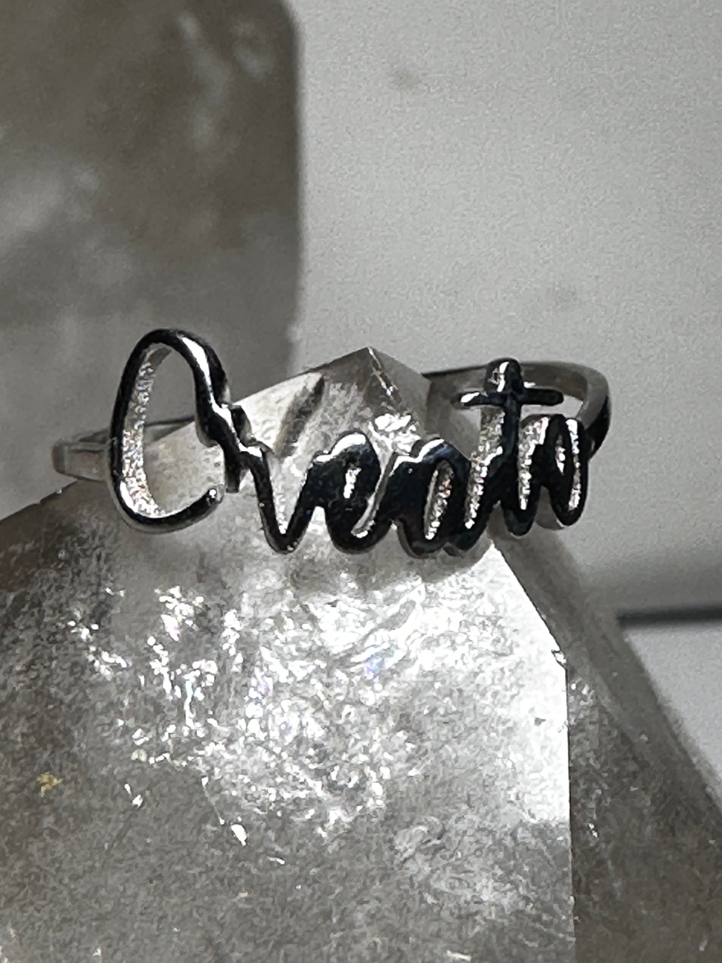 Create Ring size 7.50 Word Band sterling silver women girls