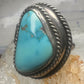 Vintage Sterling Silver Heavy Navajo Turquoise Poison Locket Box Ring Size 6 925