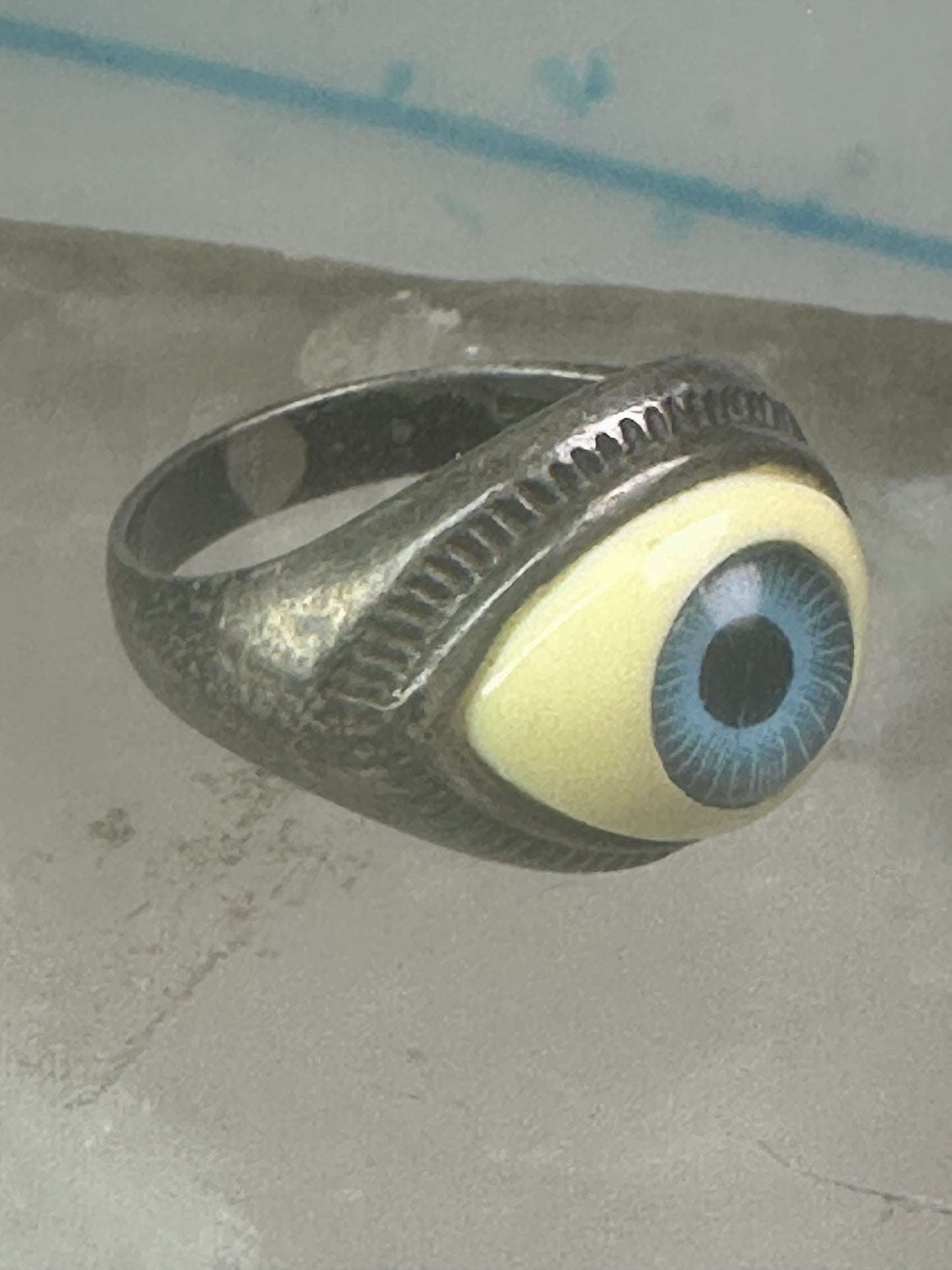 Vintage Eye Ball ring eyeball band size 6.25 sterling silver women