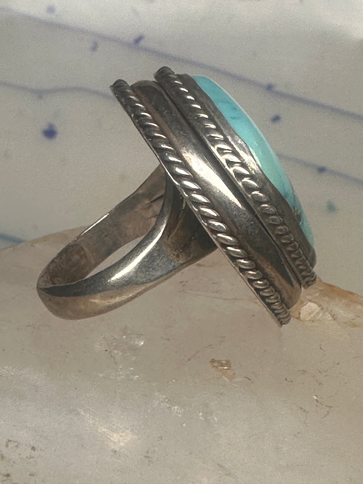 Vintage Sterling Silver Heavy Navajo Turquoise Poison Locket Box Ring Size 6 925