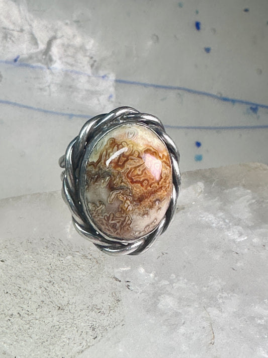 Vintage Lace Agate Ring southwest size 7 sterling silver women girls