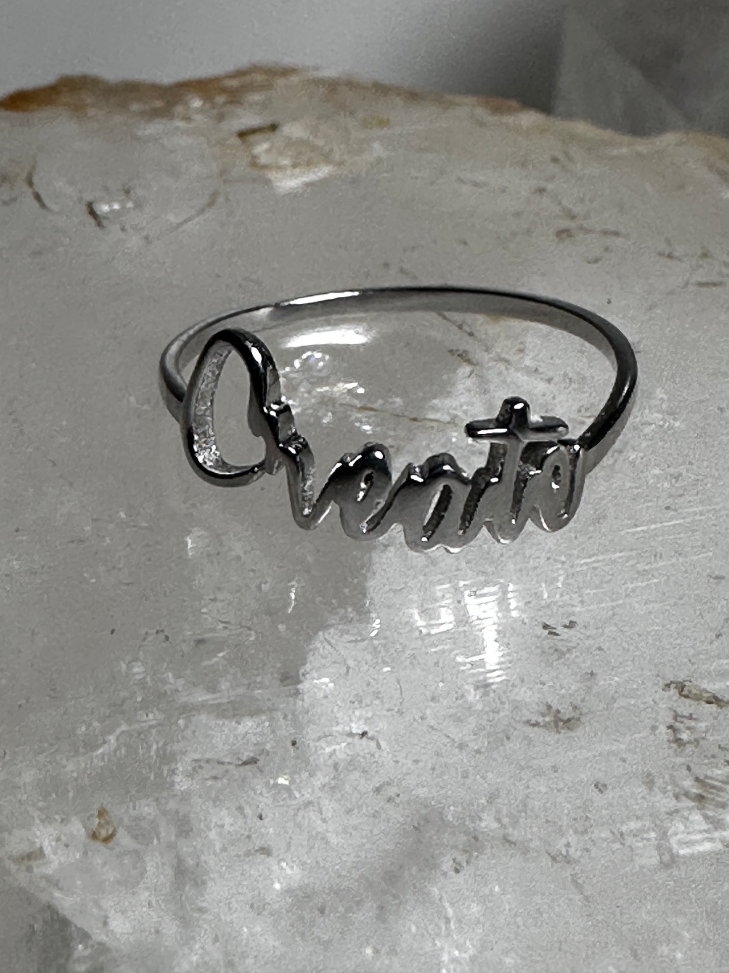 Create Ring size 7.50 Word Band sterling silver women girls
