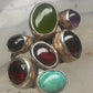 Vintage Nakai Style Sterling Silver Multi Gemstone Cluster Jade Garnet Amethyst Turquoise Ring Size 5.75 925