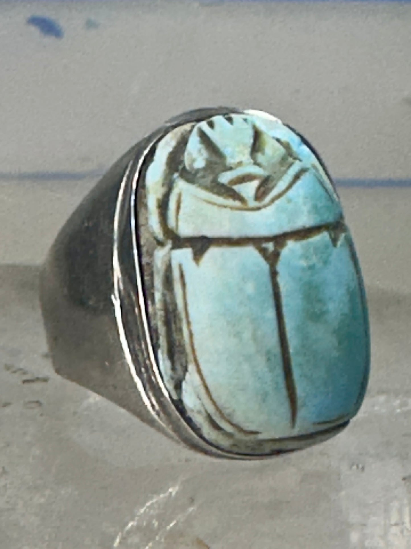 Scarab ring Egyptian band size 8.5  Good Luck Rebirth sterling silver women men