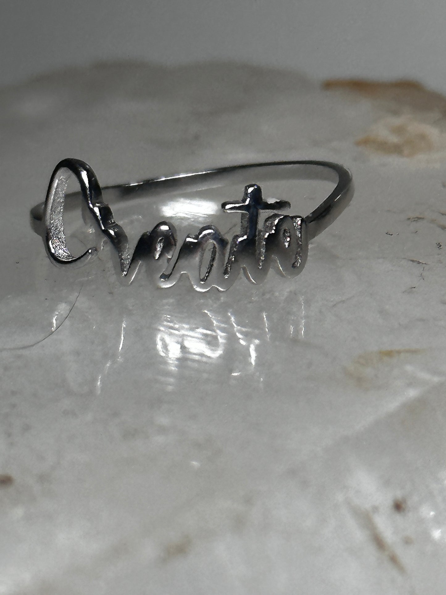 Create Ring size 7.50 Word Band sterling silver women girls