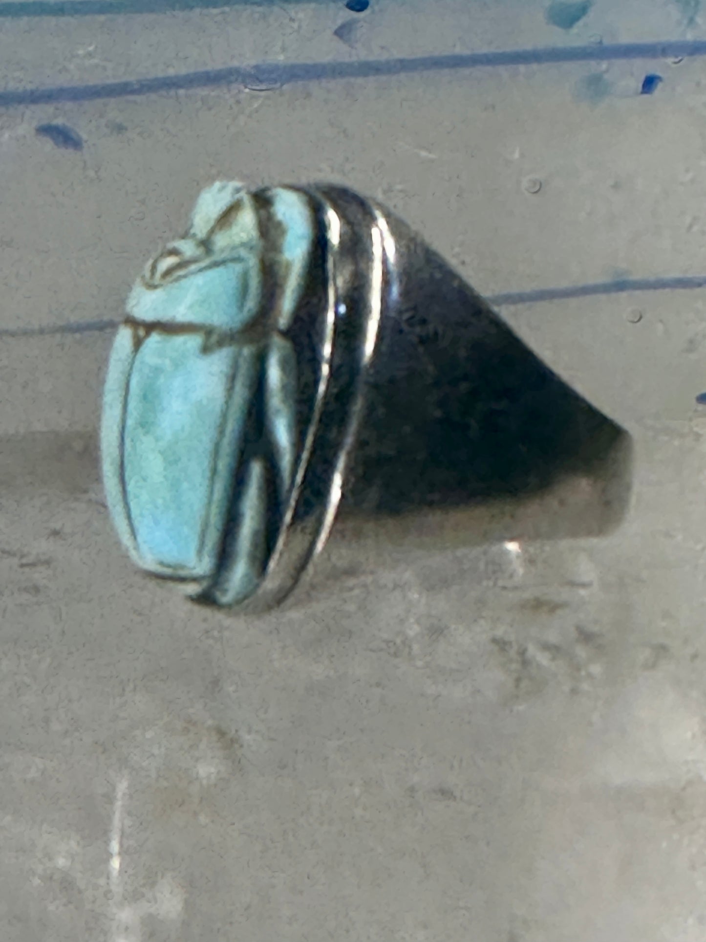 Scarab ring Egyptian band size 8.5  Good Luck Rebirth sterling silver women men