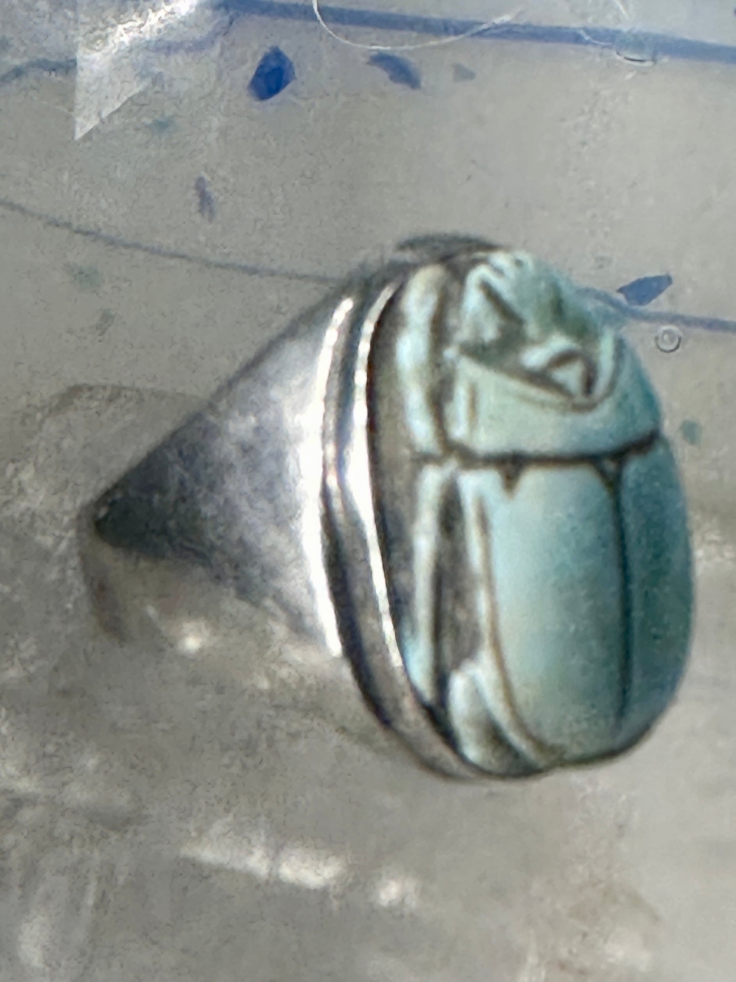 Scarab ring Egyptian band size 8.5  Good Luck Rebirth sterling silver women men
