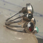 Vintage Nakai Style Sterling Silver Multi Gemstone Cluster Jade Garnet Amethyst Turquoise Ring Size 5.75 925
