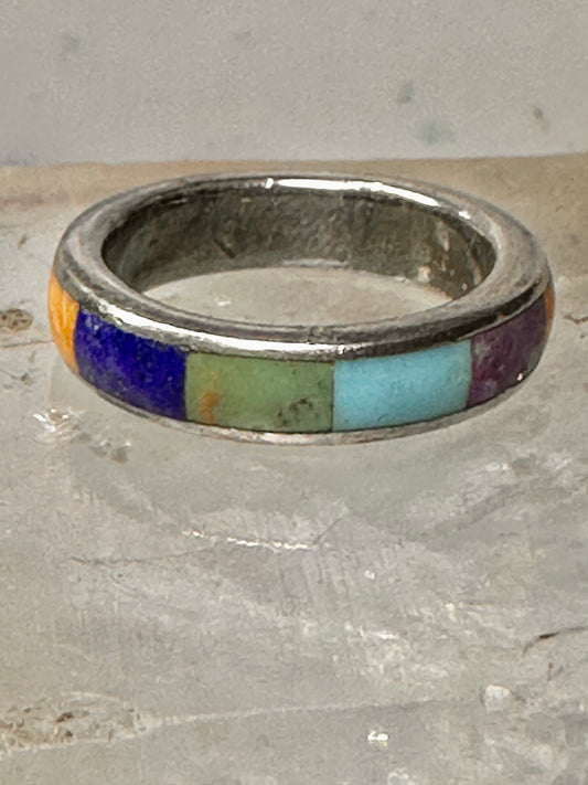 Turquoise ring southwest wedding band size 6.50 sterling silver women men