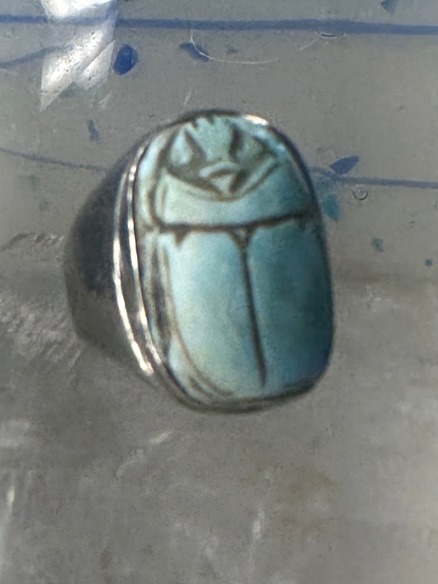 Scarab ring Egyptian band size 8.5  Good Luck Rebirth sterling silver women men