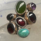 Vintage Nakai Style Sterling Silver Multi Gemstone Cluster Jade Garnet Amethyst Turquoise Ring Size 5.75 925