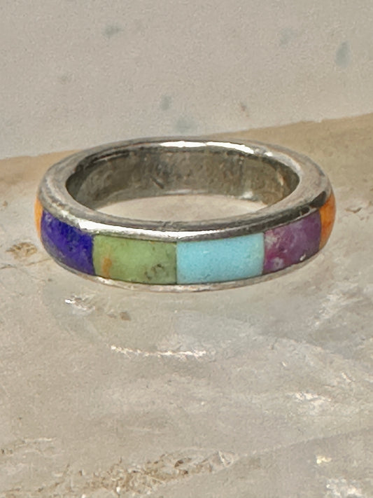 Turquoise ring southwest wedding band size 6.50 sterling silver women men