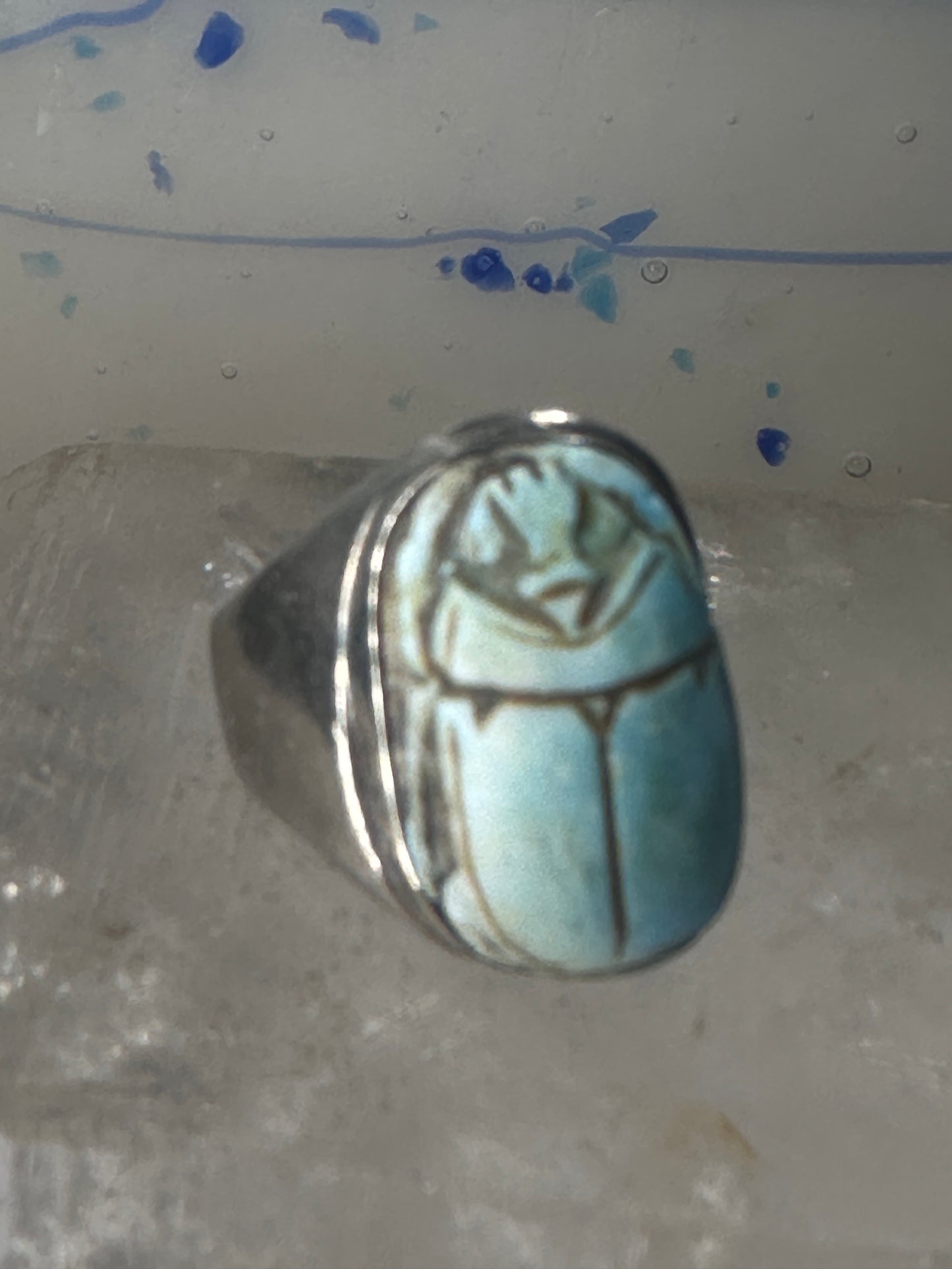 Scarab ring Egyptian band size 8.5  Good Luck Rebirth sterling silver women men
