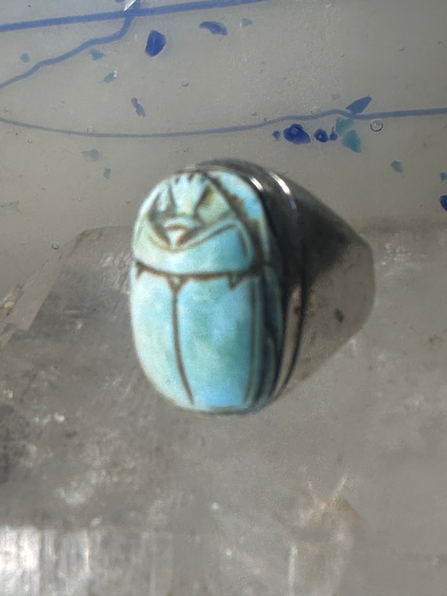 Scarab ring Egyptian band size 8.5  Good Luck Rebirth sterling silver women men