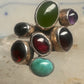 Vintage Nakai Style Sterling Silver Multi Gemstone Cluster Jade Garnet Amethyst Turquoise Ring Size 5.75 925