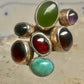 Vintage Nakai Style Sterling Silver Multi Gemstone Cluster Jade Garnet Amethyst Turquoise Ring Size 5.75 925