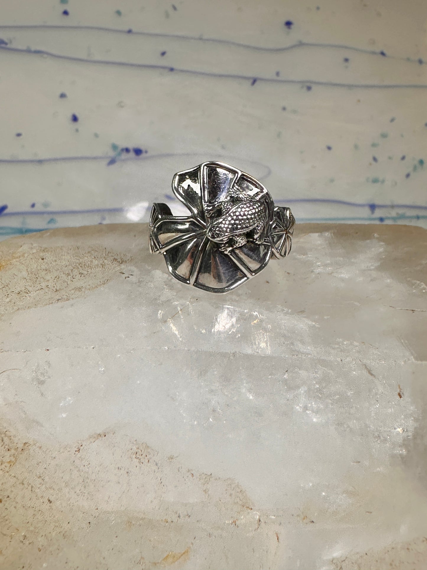 Frog ring on lily pad a Kieselstein RC Studio size 9 sterling silver