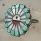 Vintage Southwestern Zuni Style Multi Stone Sunface Mosaic Inlay Ring Size 6 925