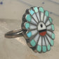 Vintage Southwestern Zuni Style Multi Stone Sunface Mosaic Inlay Ring Size 6 925