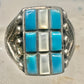Vintage Sterling Silver Southwestern Turquoise Mother of Pearl Cobblestone Inlay Ring Size 8 925