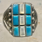 Vintage Sterling Silver Southwestern Turquoise Mother of Pearl Cobblestone Inlay Ring Size 8 925