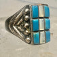 Vintage Sterling Silver Southwestern Turquoise Mother of Pearl Cobblestone Inlay Ring Size 8 925