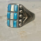 Vintage Sterling Silver Southwestern Turquoise Mother of Pearl Cobblestone Inlay Ring Size 8 925