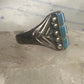 Vintage Sterling Silver Southwestern Turquoise Mother of Pearl Cobblestone Inlay Ring Size 8 925