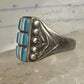 Vintage Sterling Silver Southwestern Turquoise Mother of Pearl Cobblestone Inlay Ring Size 8 925