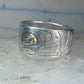 Pacific Northwest ring bird Thunderbird Raven band gold eye 14K sterling silver size 11 women men