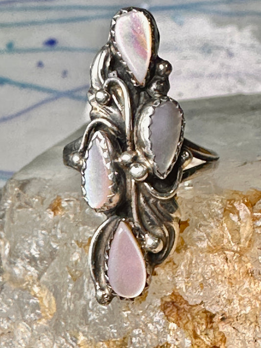 Navajo ring Long mother of pearl Mop size 6 sterling silver women