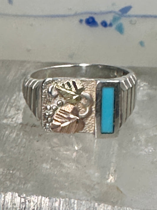 Turquoise band Black Hills Gold ring size 10 sterling silver women men