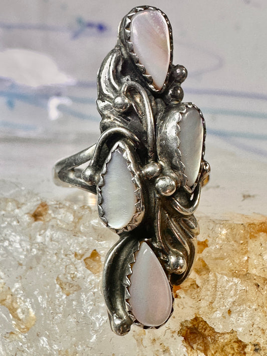 Navajo ring Long mother of pearl Mop size 6 sterling silver women